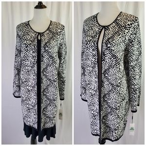 Calvin Klein women's black and white duster coat